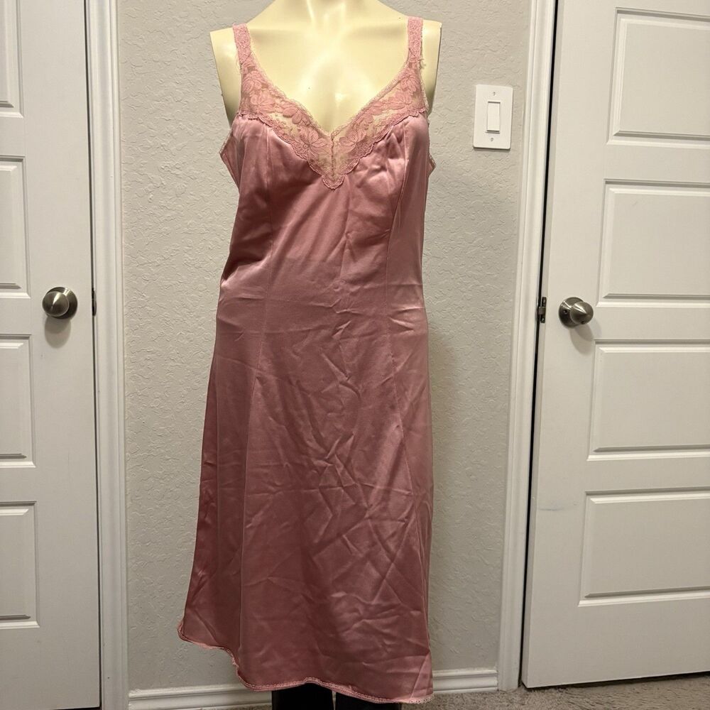 VTG Union Made Maidenform Slip Dress Womens Sz Med 38 Lace Trim Fairy Ethereal